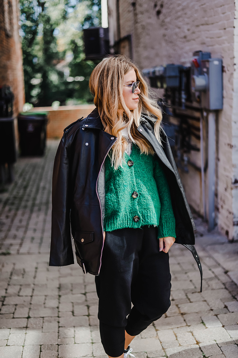 oversized leather jacket outfit